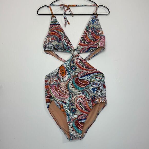 J. Crew Scribble Floral Monokini One Piece Swimsuit 14 - Picture 2 of 7